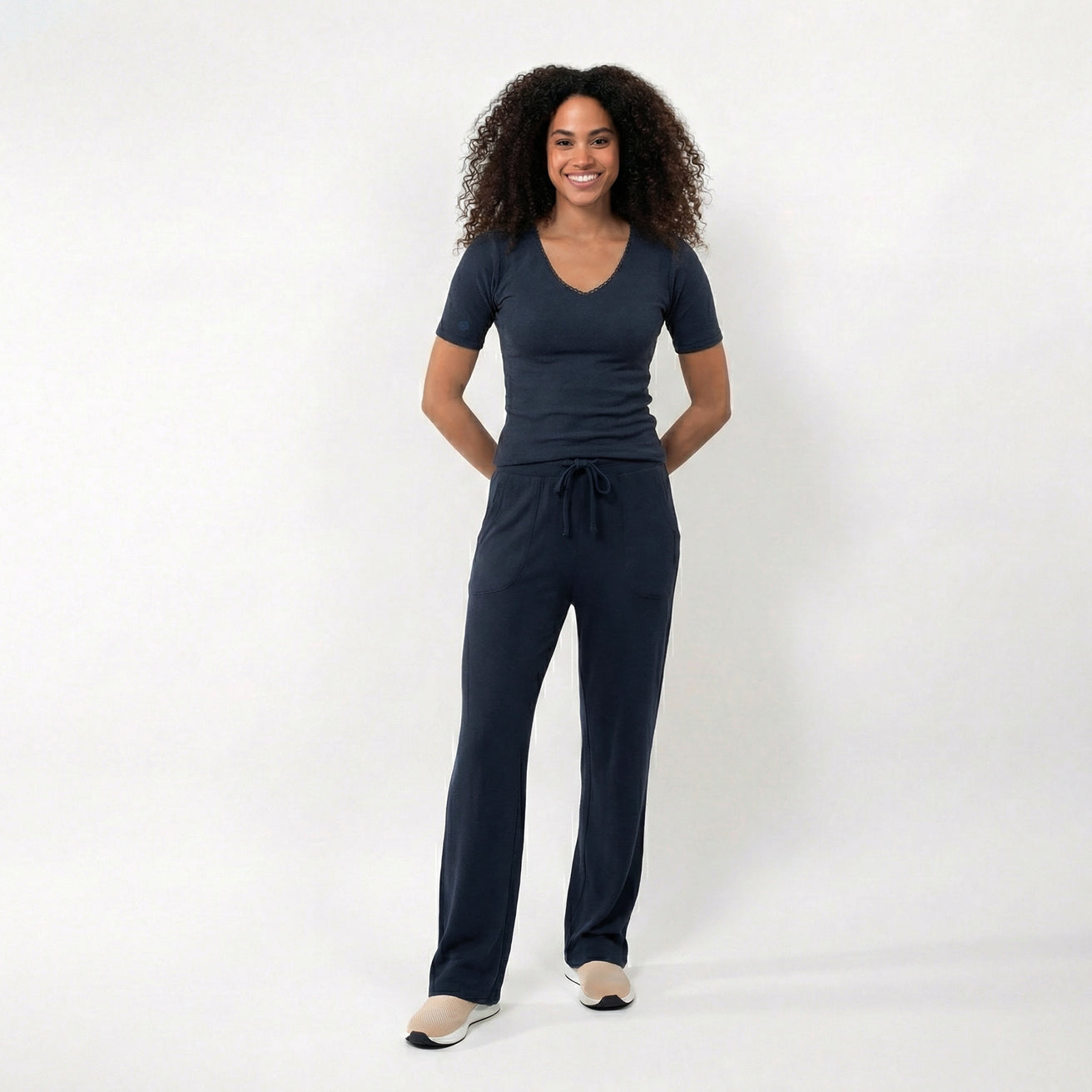 Camiseta Mangas cortas Mujer Azul marino jaspeado