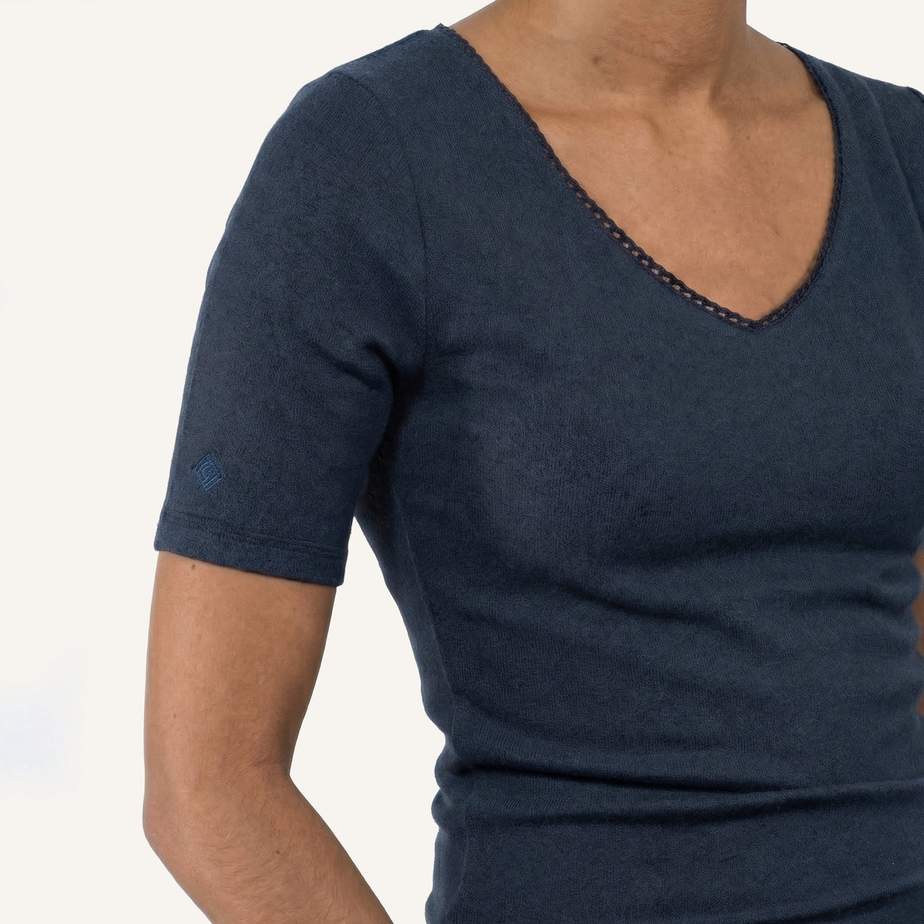 Camiseta Mangas cortas Mujer Azul marino jaspeado