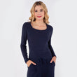 Camiseta de cuello cuadrado Mujer Marino