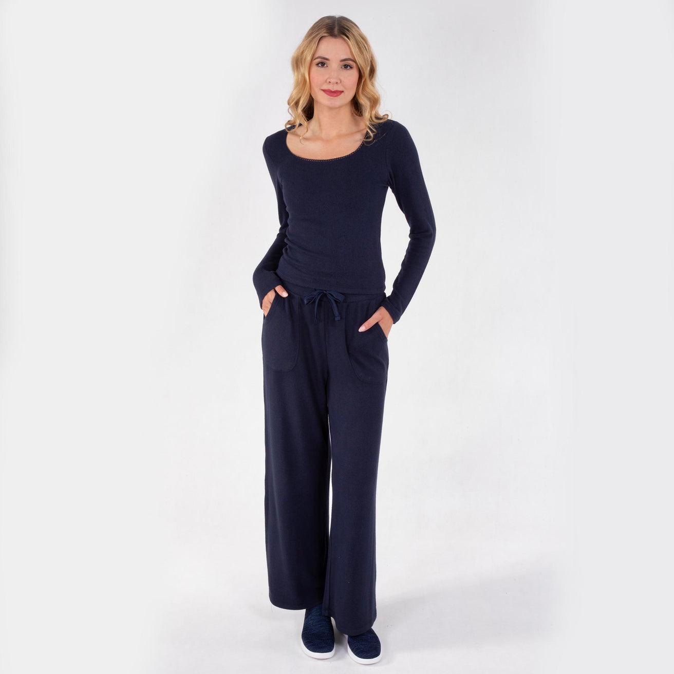 Camiseta de cuello cuadrado Mujer Marino