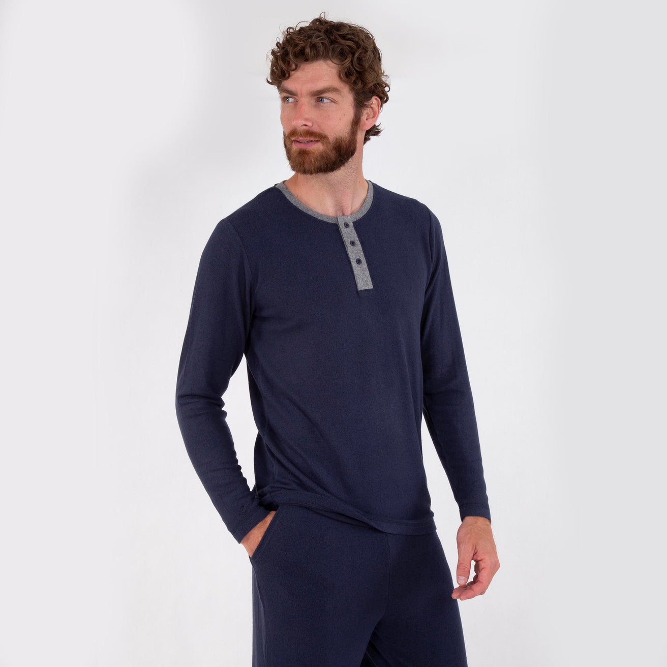 Camiseta Mangas largas Hombre Azul marino