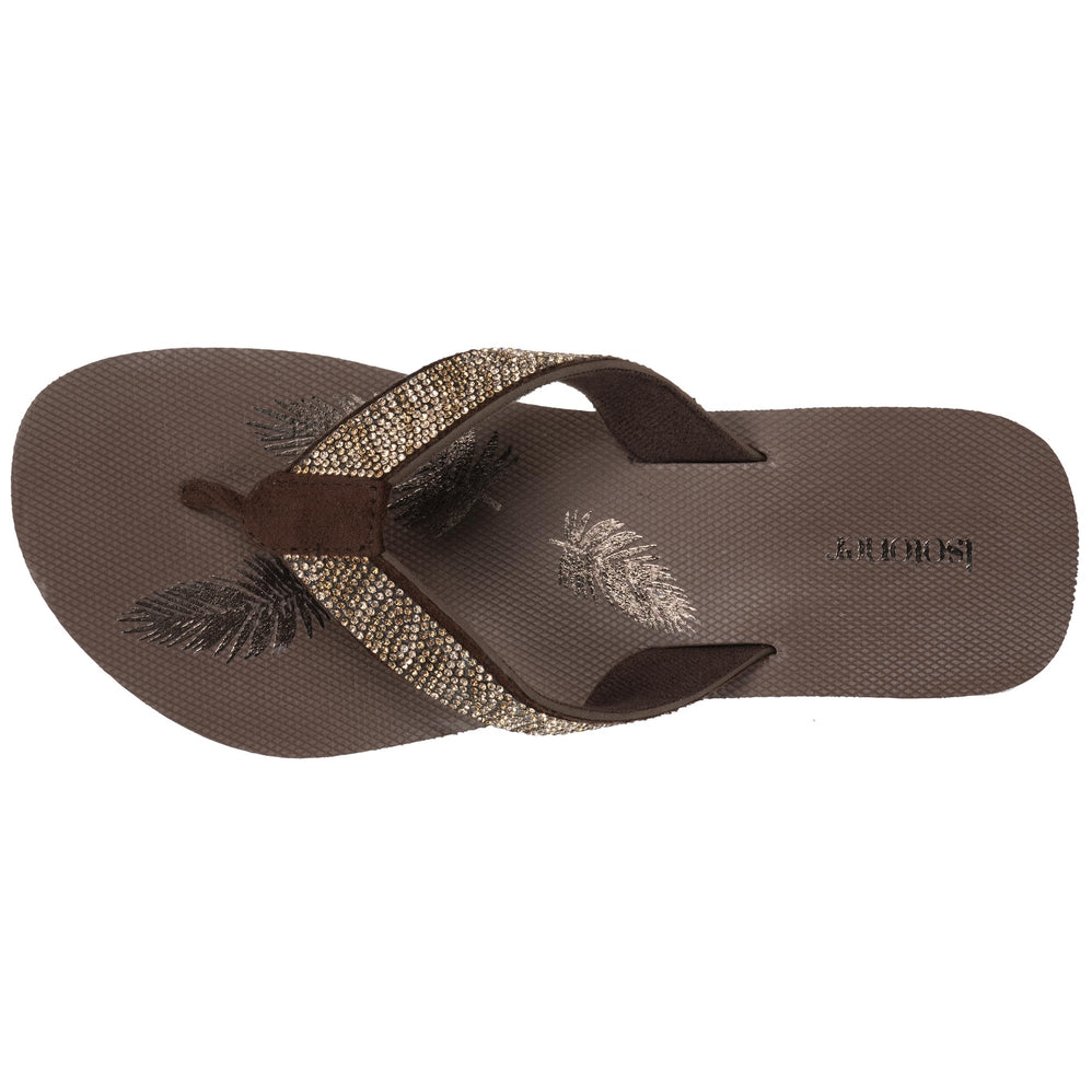 Chanclas Mujer perlas con tacón Chocolate - Isotoner