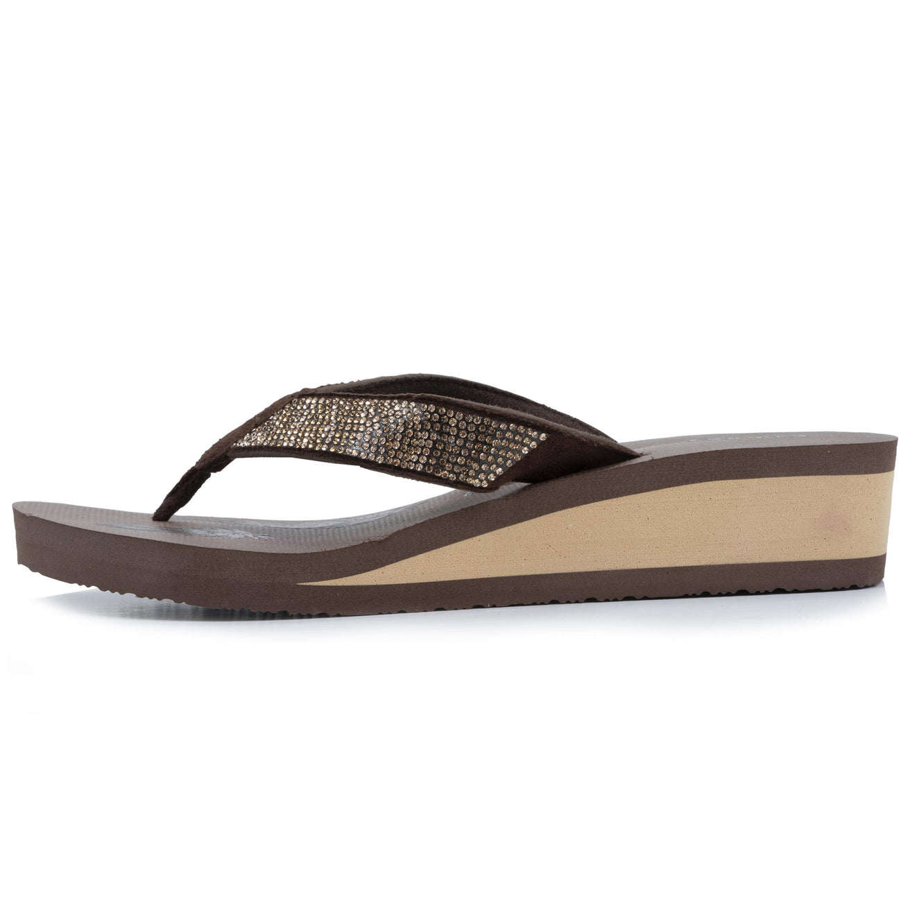 Chanclas Mujer perlas con tacón Chocolate