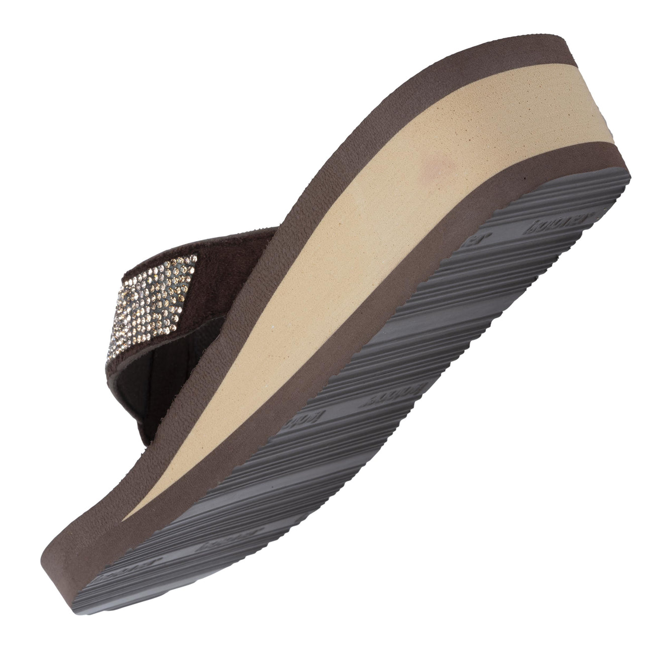 Chanclas Mujer perlas con tacón Chocolate