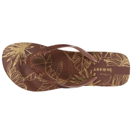 Chanclas Mujer estampado floral con tacón Marrón - Isotoner