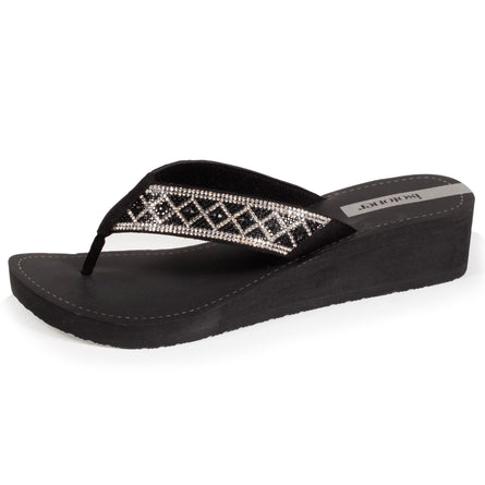 Chanclas Mujer con tacón brillantes Negro - Isotoner