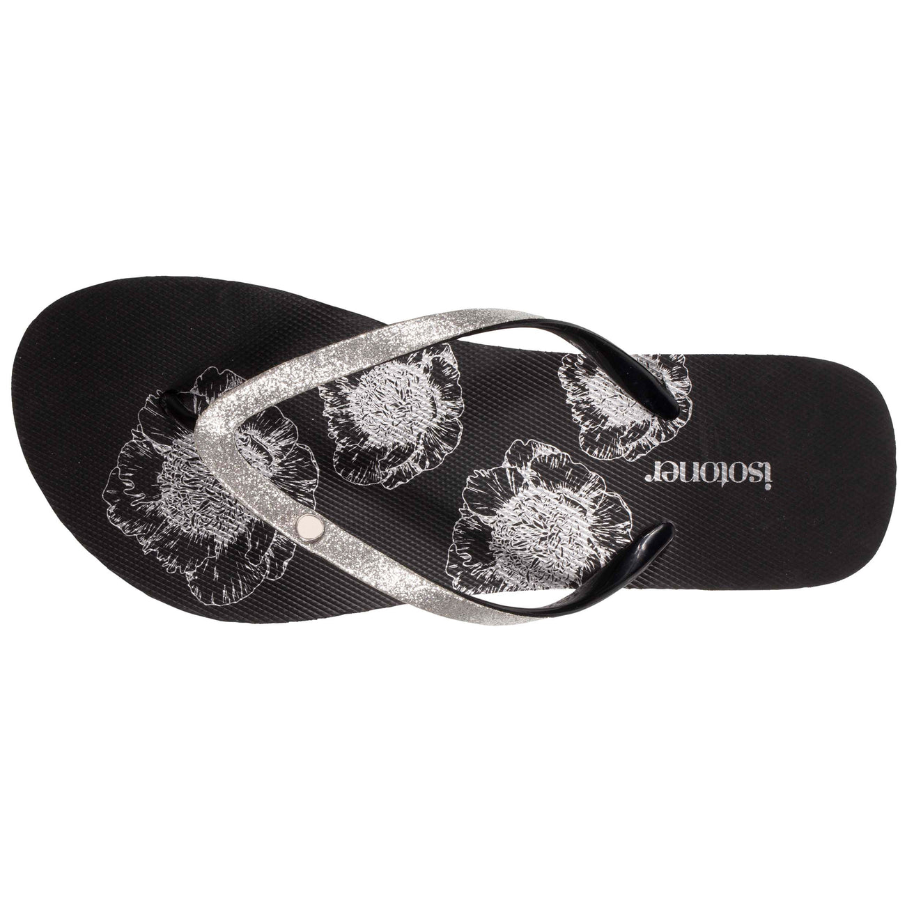 Chanclas Mujer con tacón floral negro