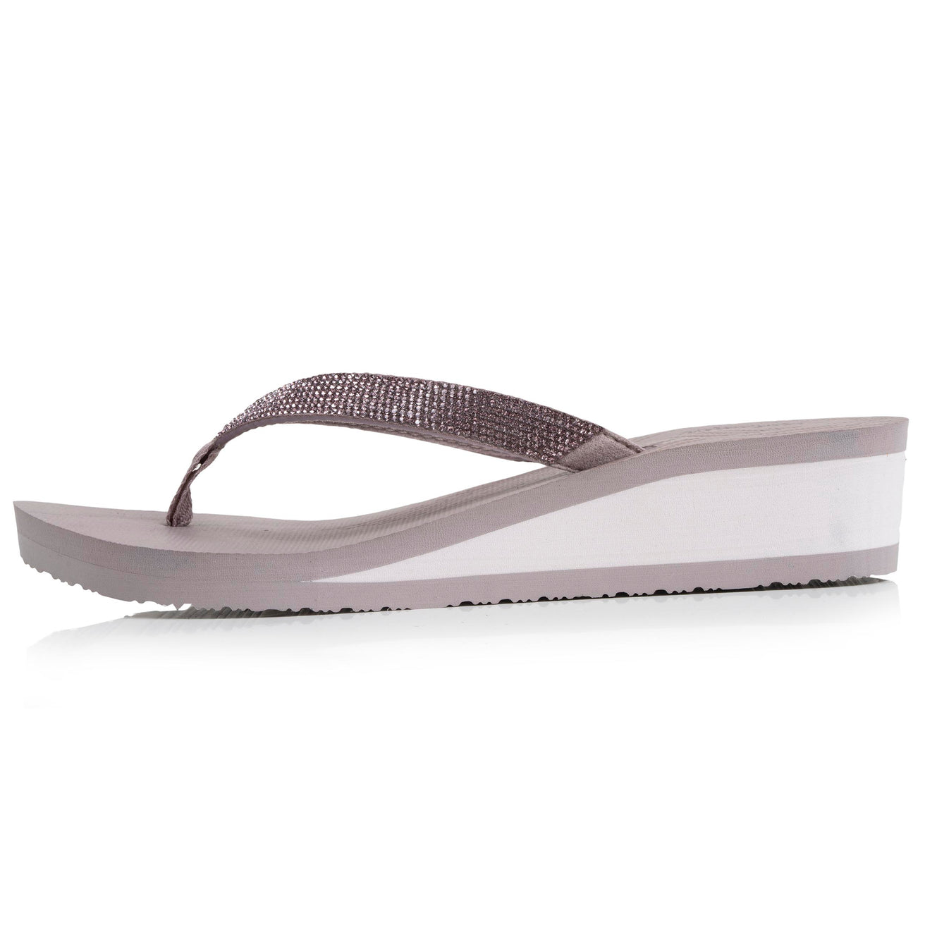 Chanclas Mujer perlas con tacón Topo