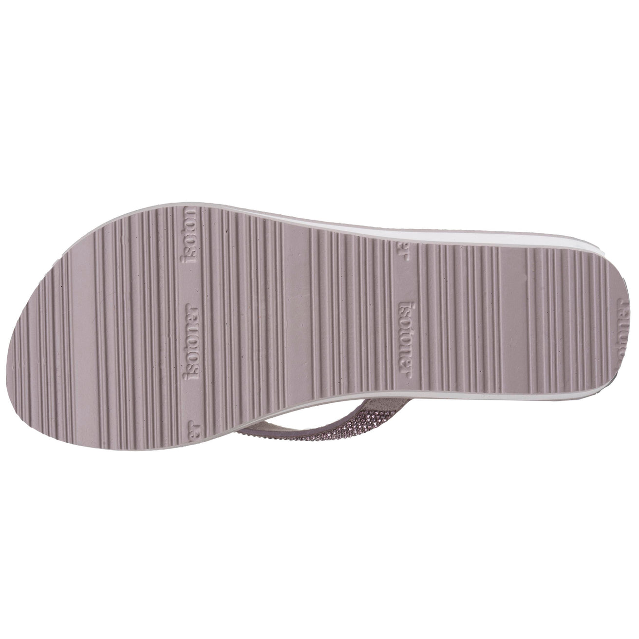 Chanclas Mujer perlas con tacón Topo