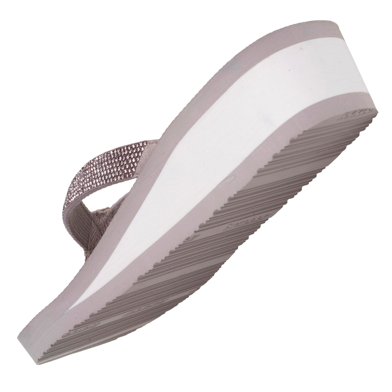 Chanclas Mujer perlas con tacón Topo