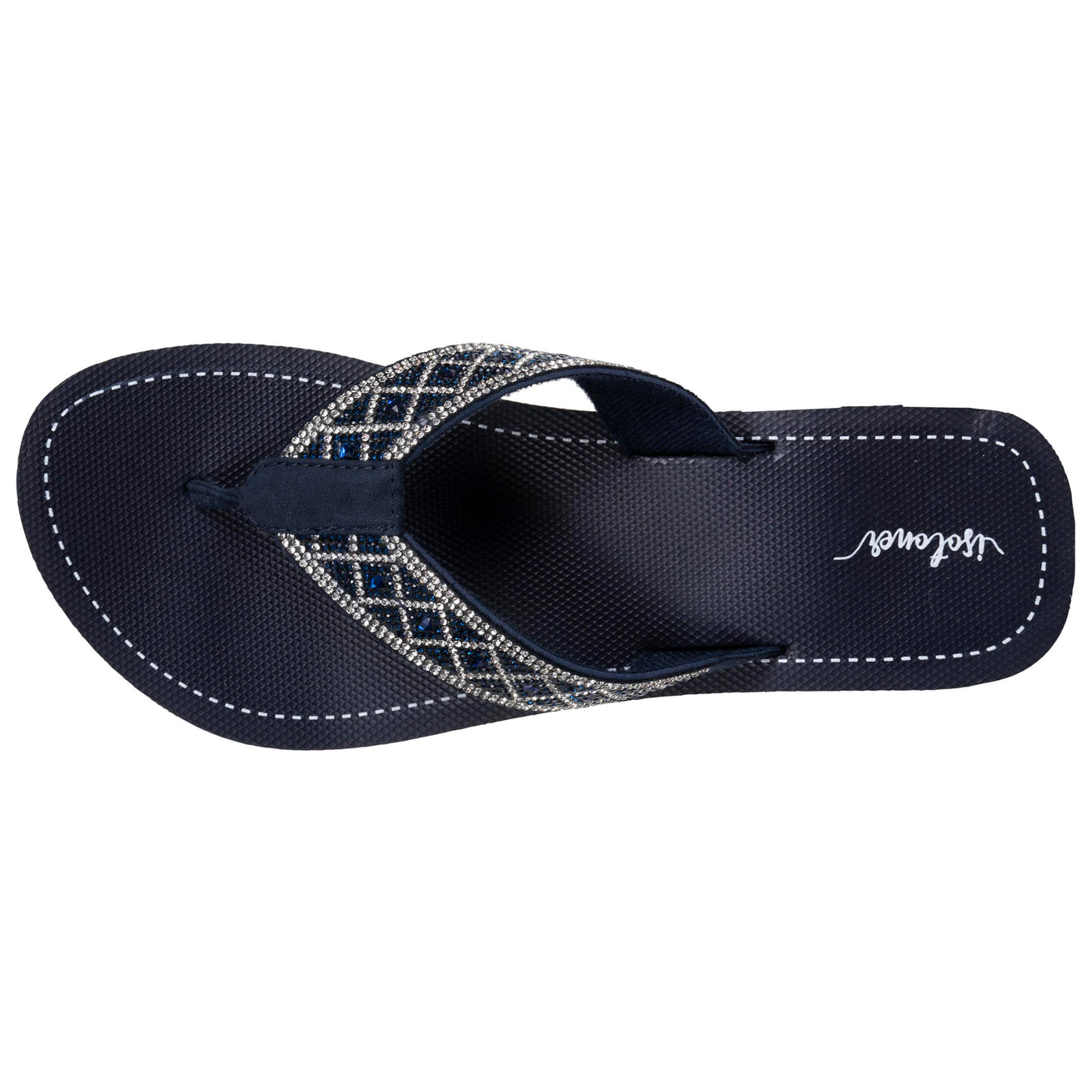 Chanclas Mujer perlas con tacón Azul marino