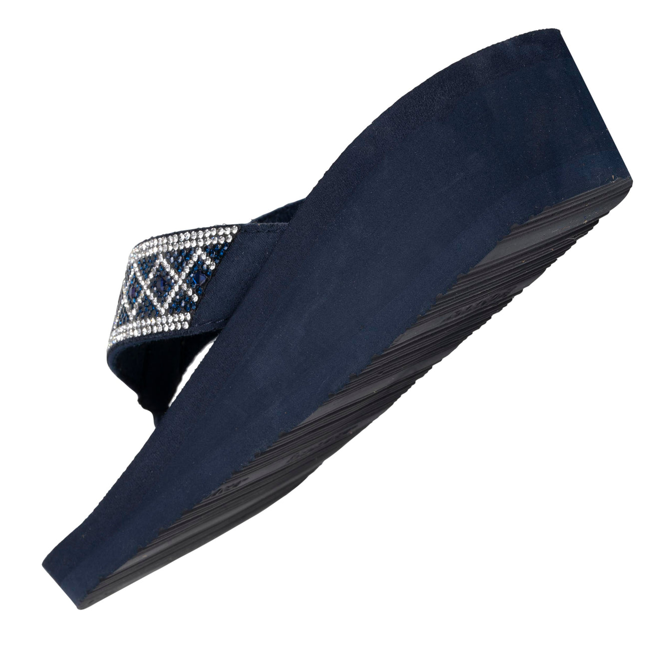 Chanclas Mujer perlas con tacón Azul marino