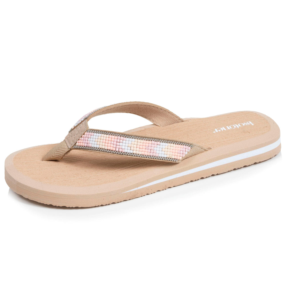 Chanclas Mujer YOGA sofisticada Beige perlas - Isotoner