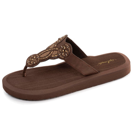 Chanclas Mujer YOGA sofisticada Marrón - Isotoner