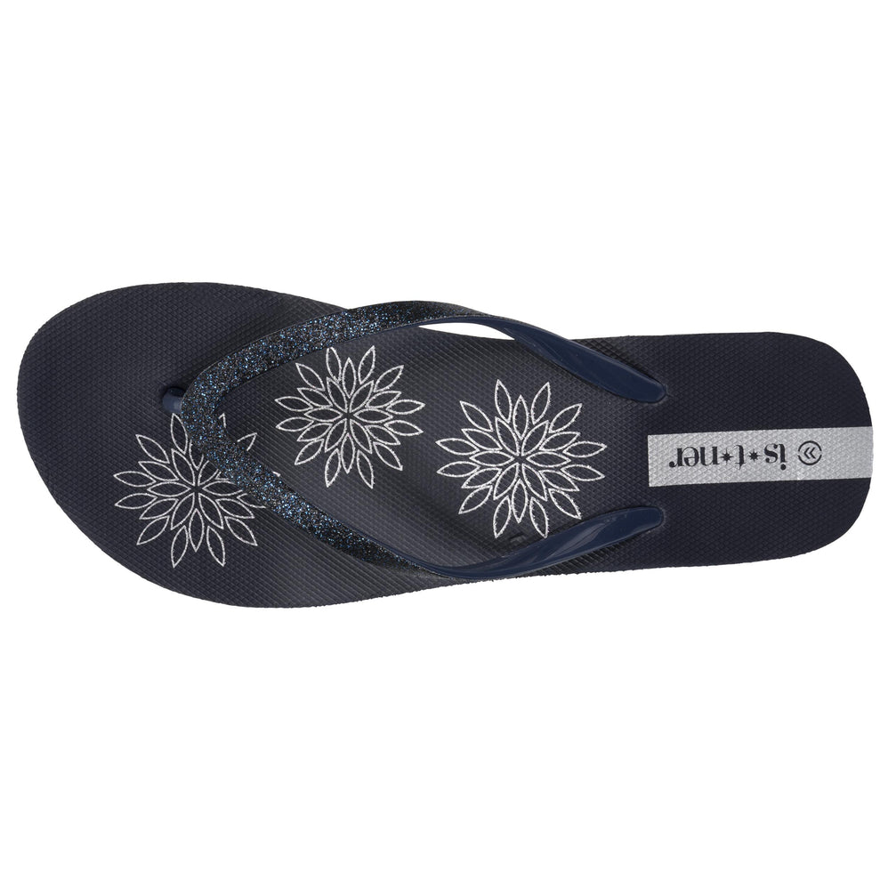 Chanclas Mujer estampado floral con tacón Marino - Isotoner