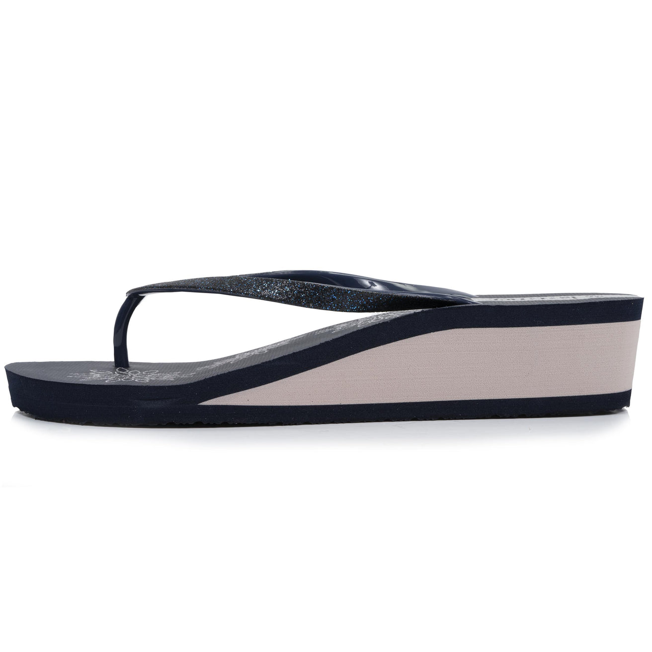 Chanclas Mujer estampado floral con tacón Marino