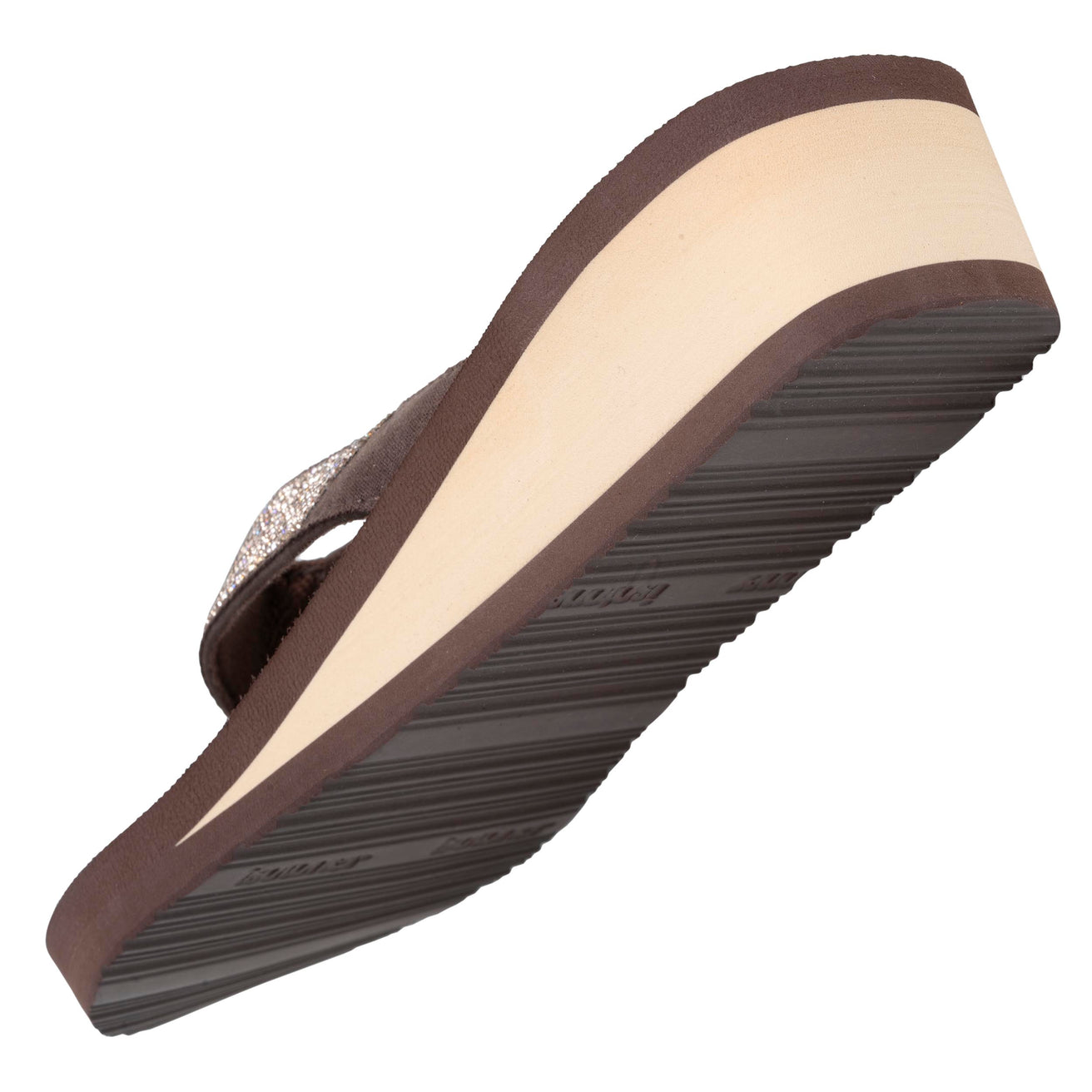 Chanclas Mujer perlas con tacón Oro/Marrón