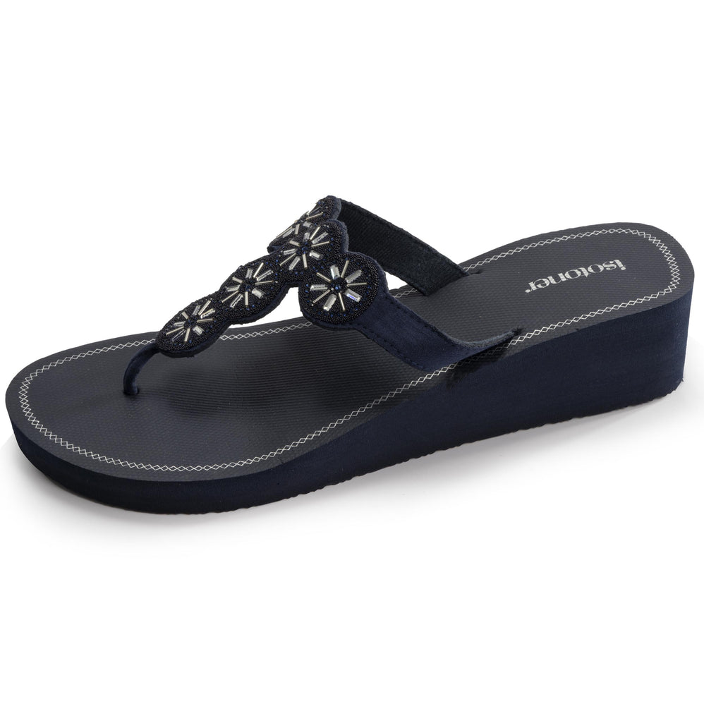 Chanclas Mujer perlas con tacón Marino - Isotoner