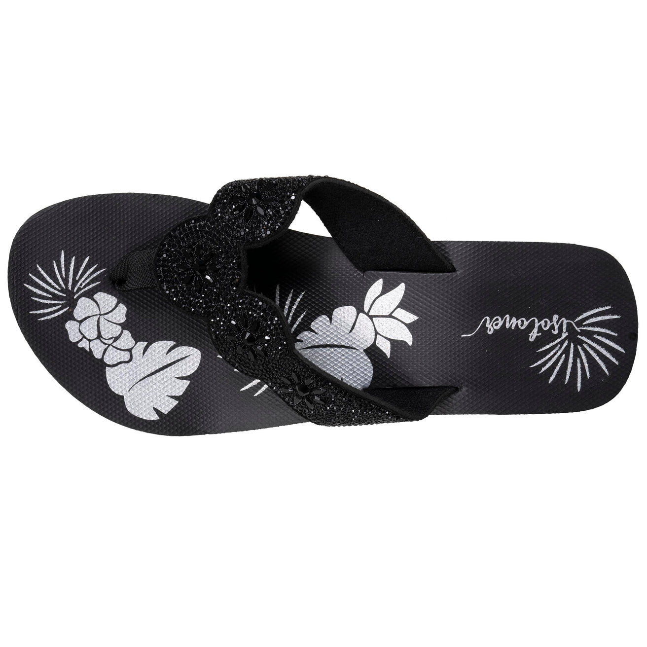 Chanclas Mujer perlas con tacón Negro/Plata