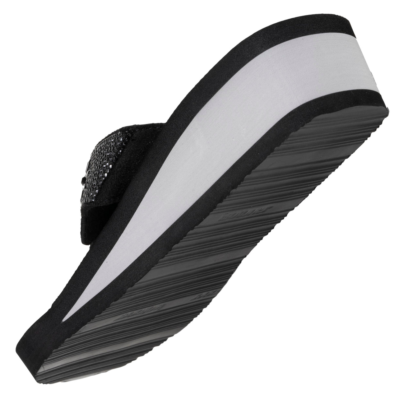 Chanclas Mujer perlas con tacón Negro/Plata