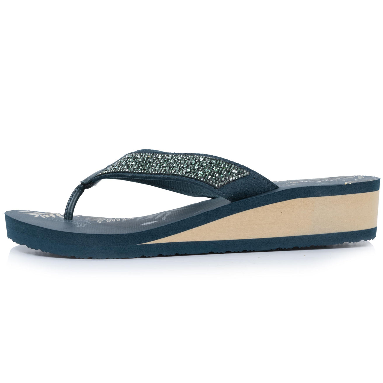 Chanclas Mujer perlas con tacón Verde Pato