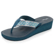 Chanclas Mujer tacón purpurina Verde Pato
