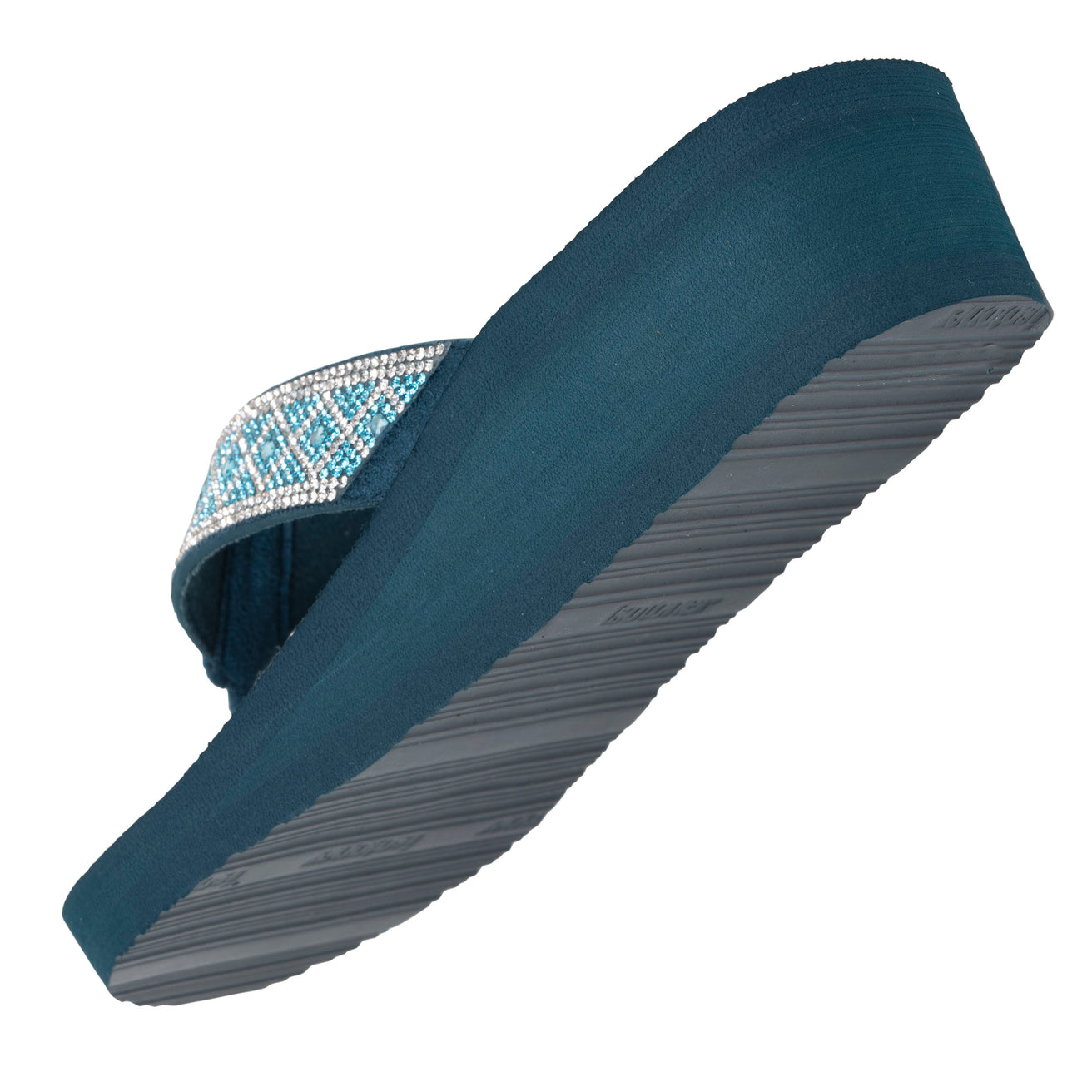 Chanclas Mujer tacón purpurina Verde Pato