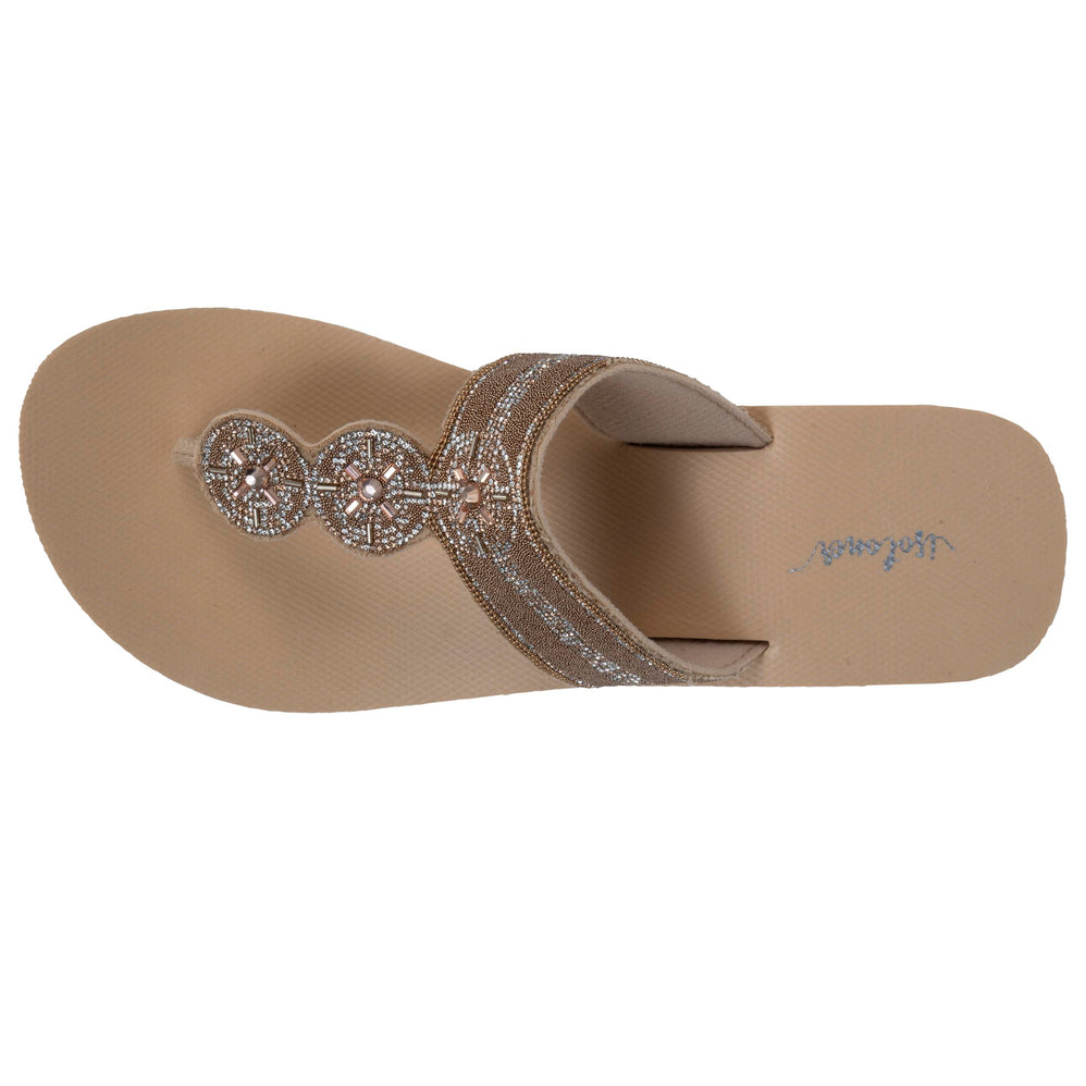 Chanclas Mujer ancho tiras con tacón Beige - Isotoner