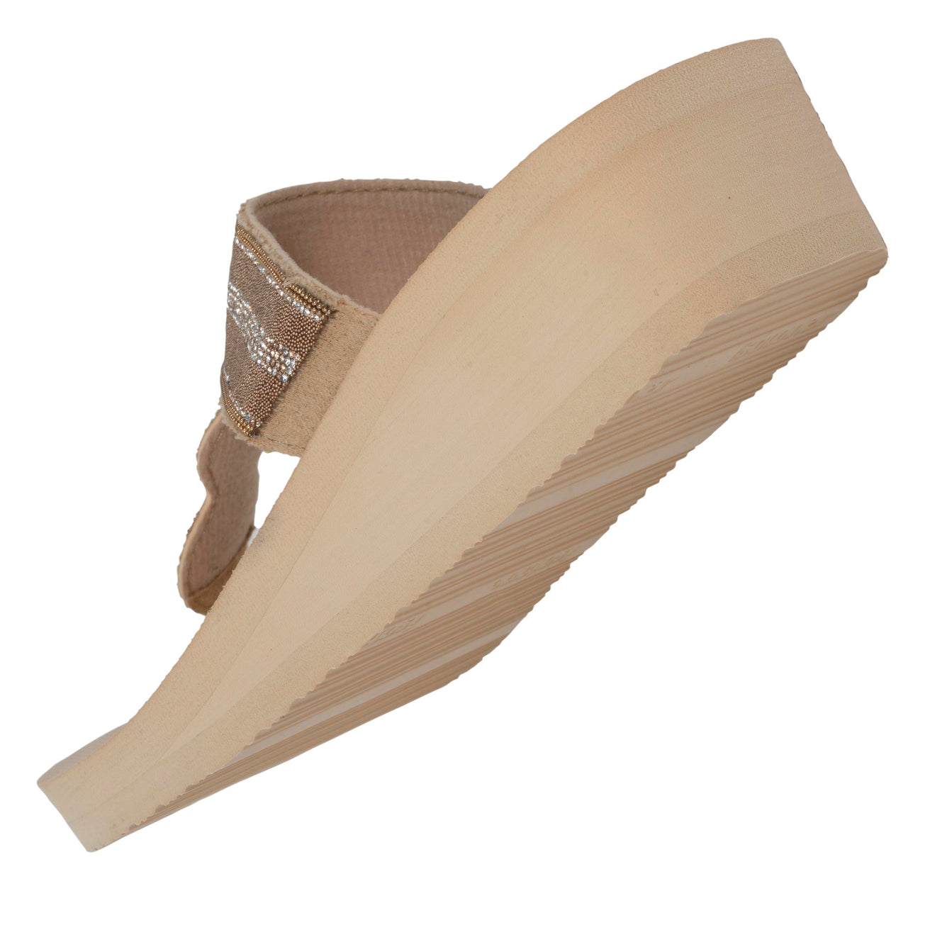 Chanclas Mujer ancho tiras con tacón Beige