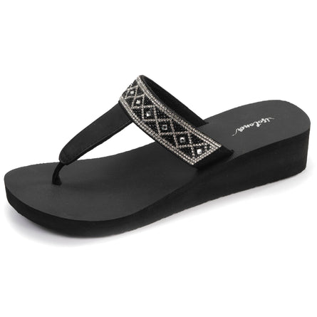 Chanclas Mujer ancho tiras con tacón Negro - Isotoner