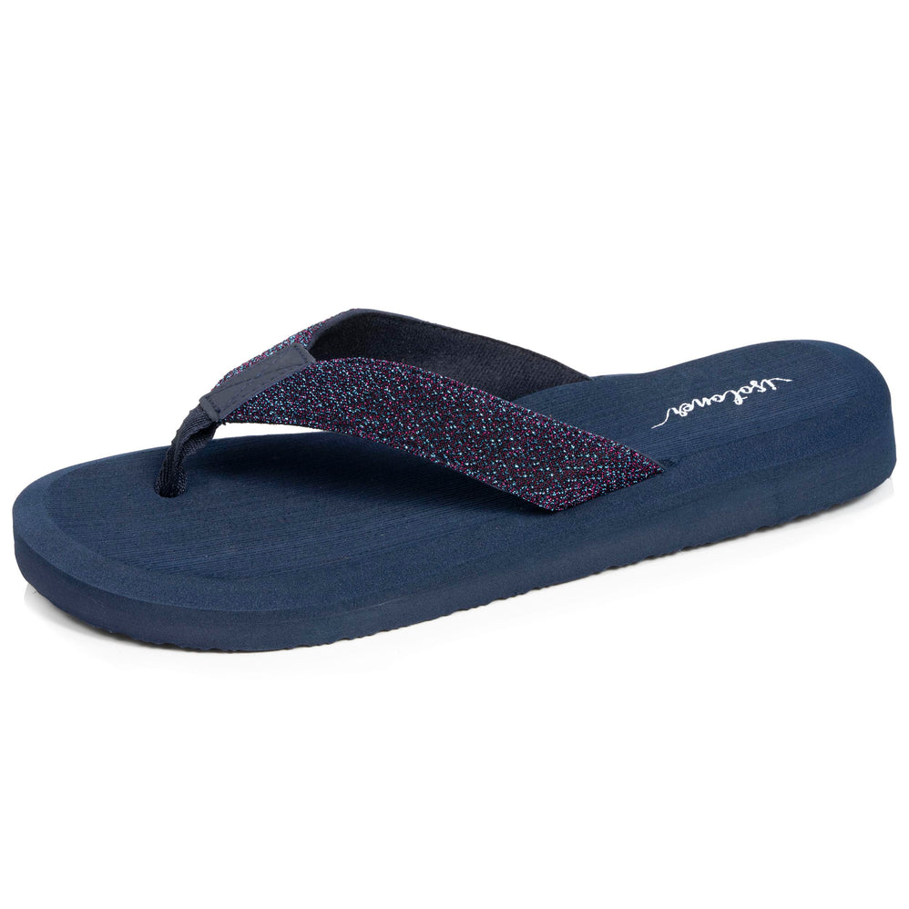 Chanclas Mujer yoga confort Marino purpurina - Isotoner