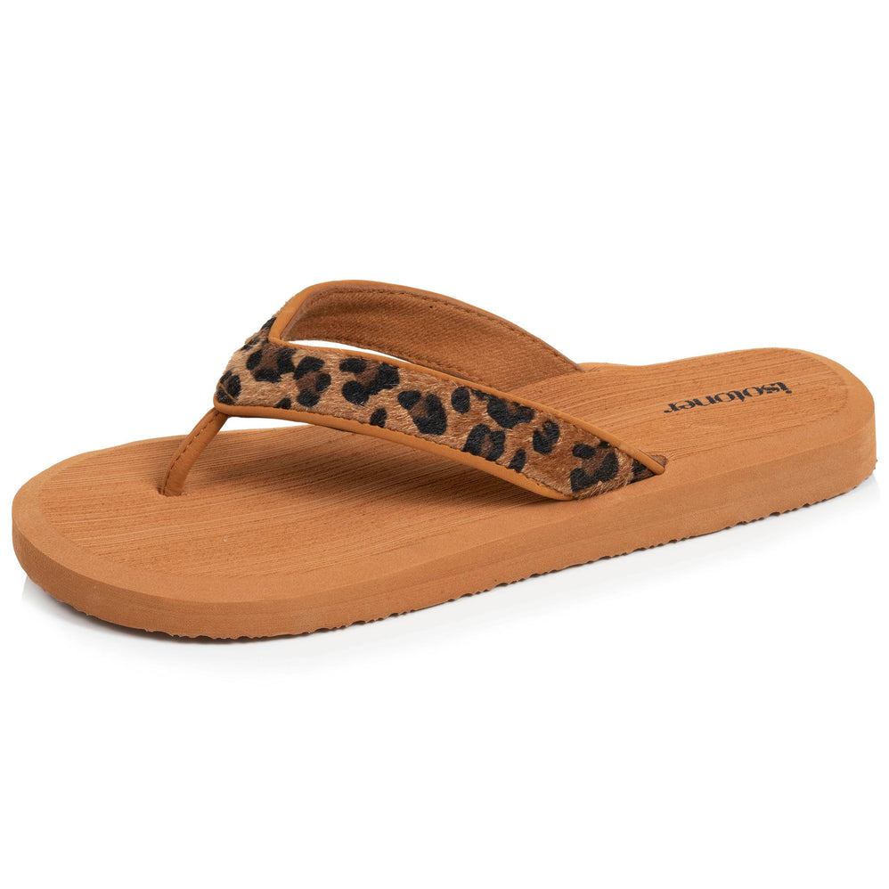Chanclas Mujer yoga jungla Marrón/Leopardo - Isotoner