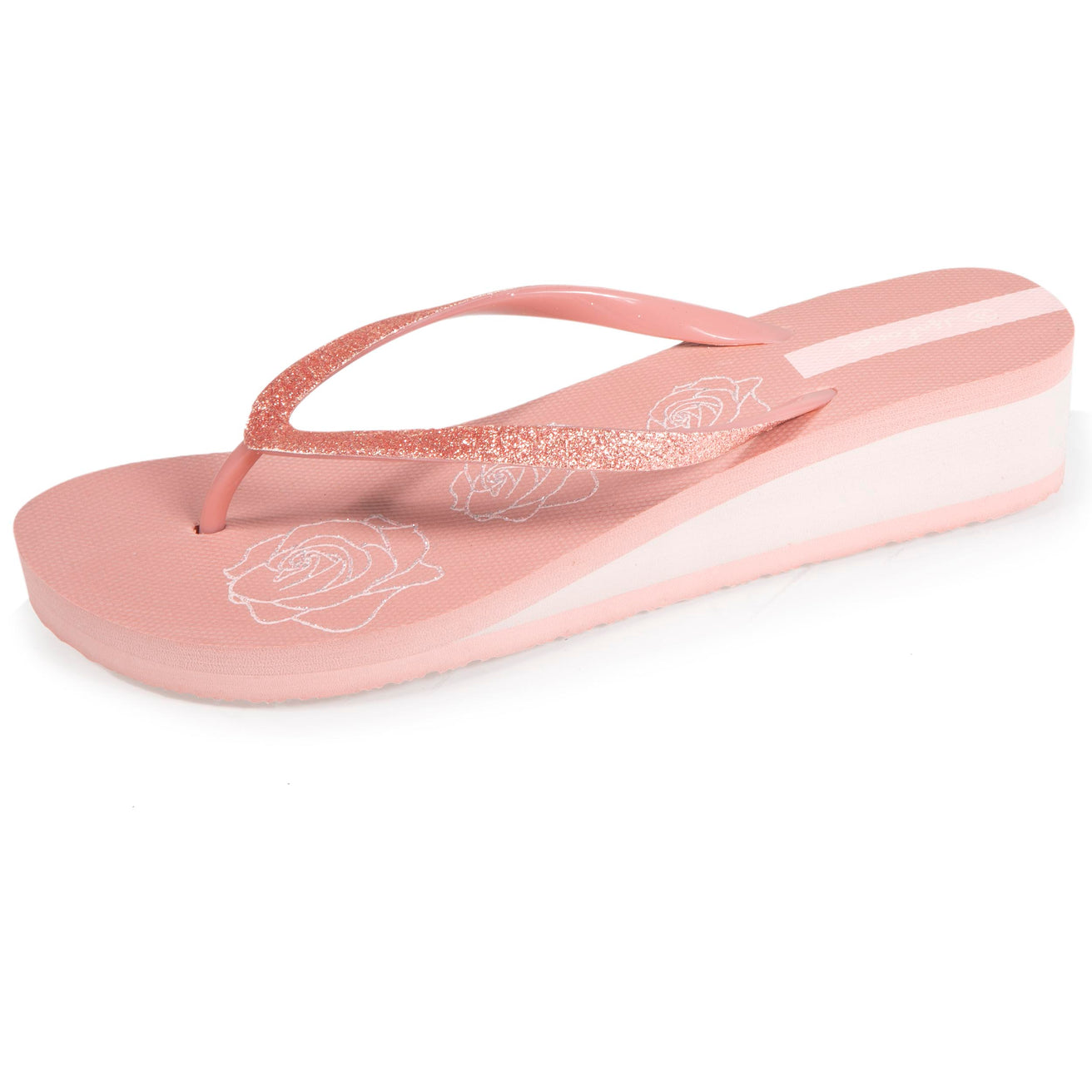 Chanclas Mujer estampado floral con tacón Rosa