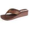 Chanclas Mujer con tacón brillantes Beige marron Isotoner