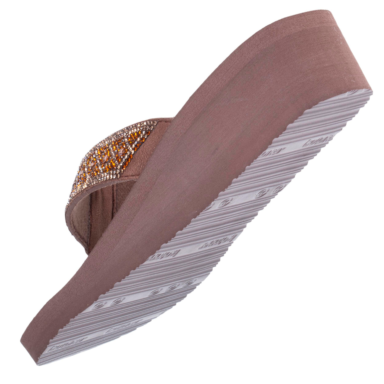 Chanclas Mujer perlas con tacón Marrón