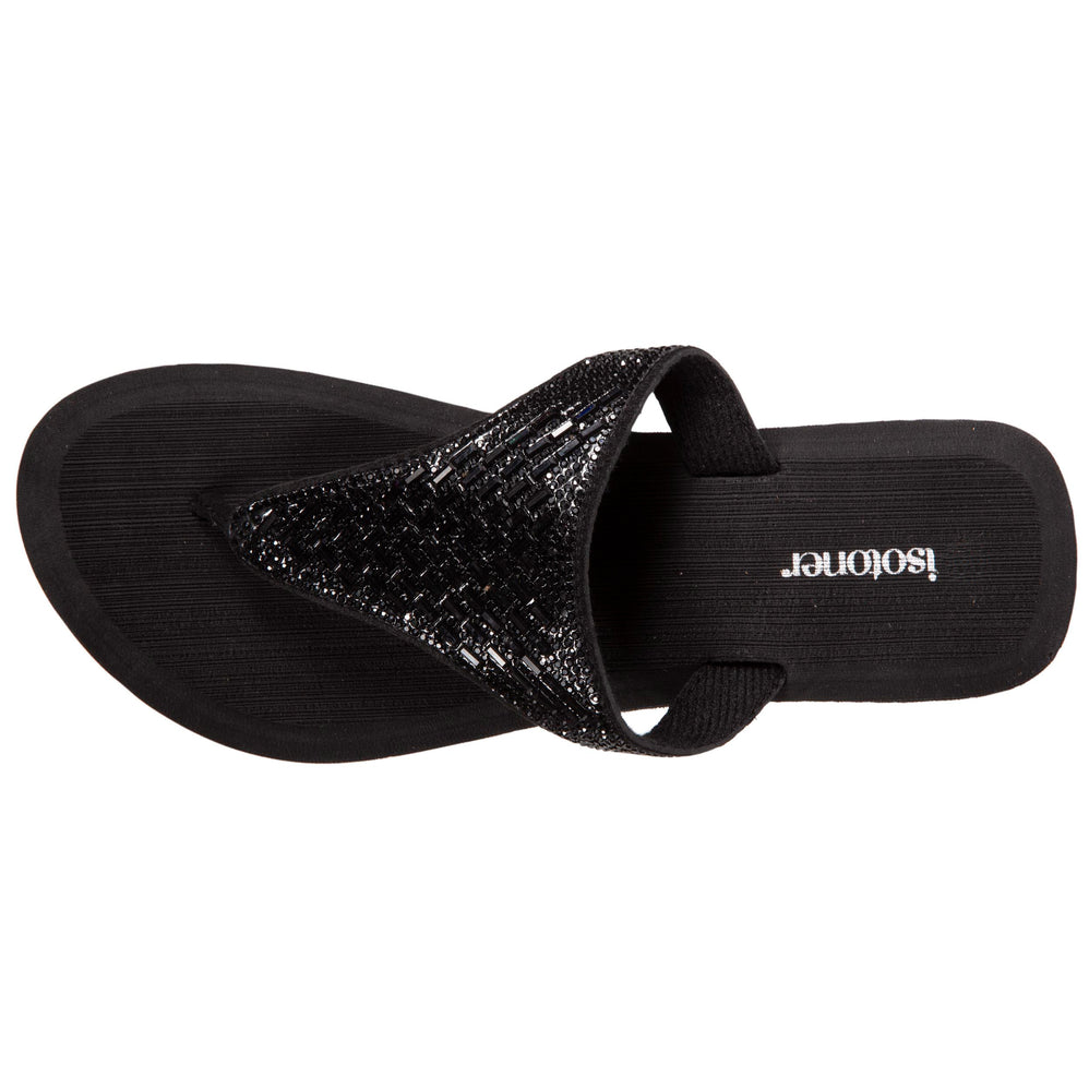 Chanclas Mujer con strass y tacón Negro - Isotoner