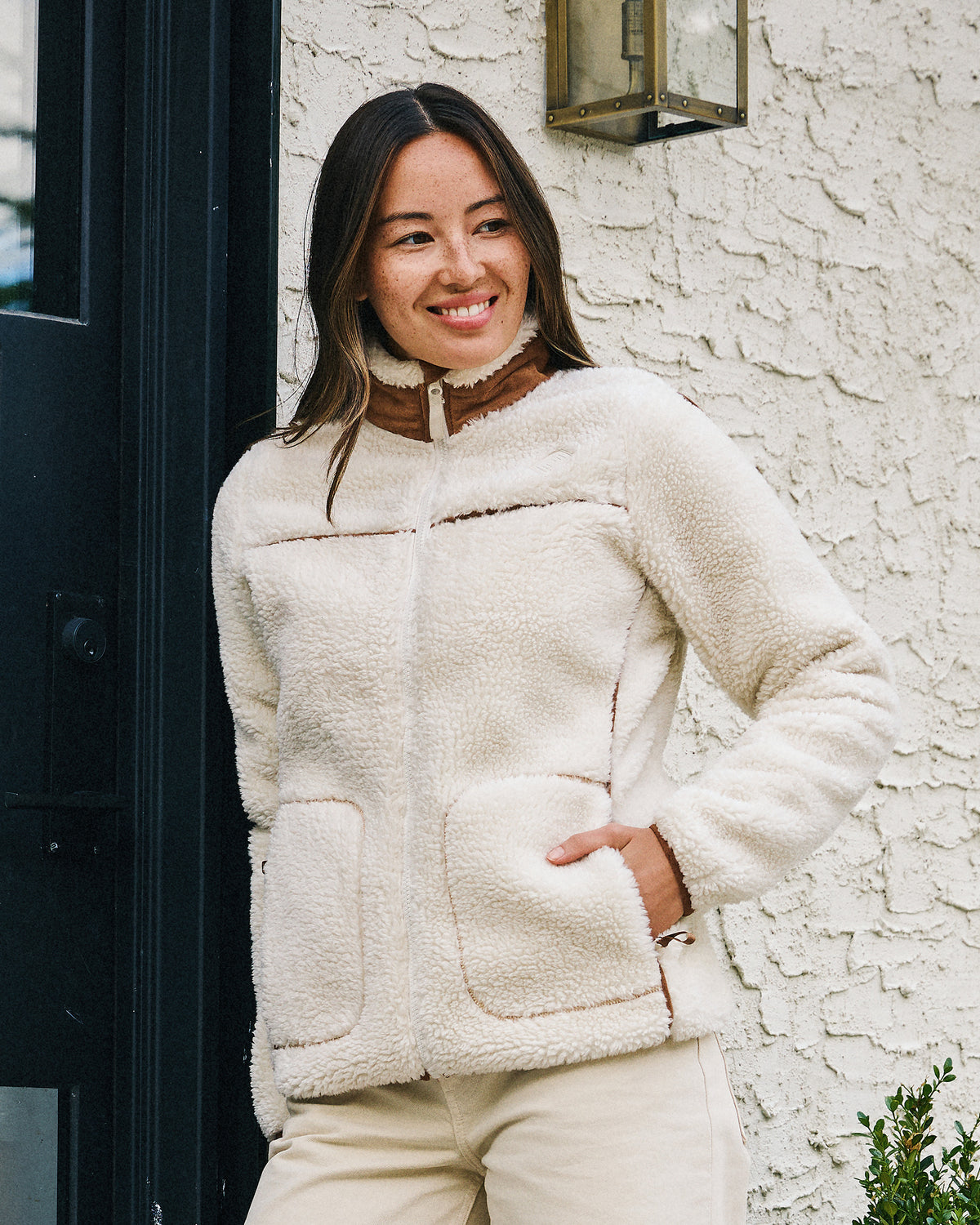Chaqueta sherpa Mujer mangas largas Crudo