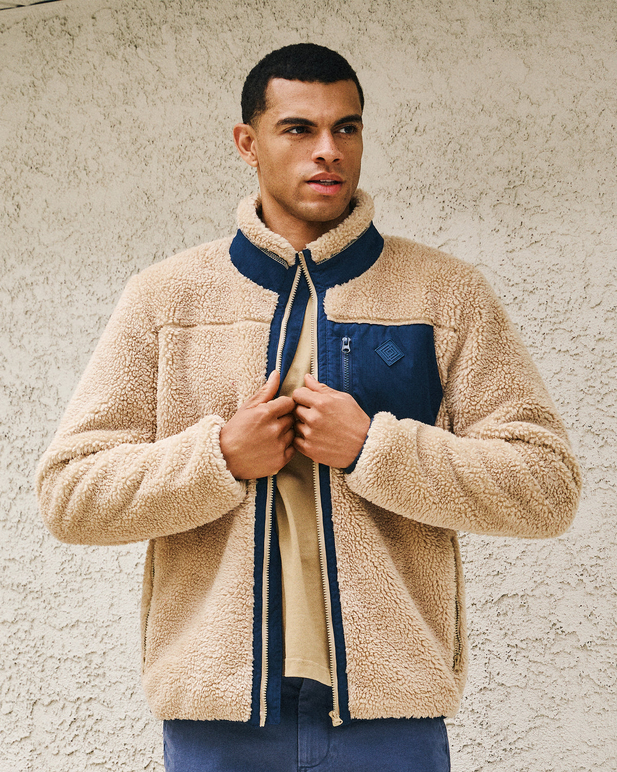 Chaqueta sherpa Hombre mangas largas Beige