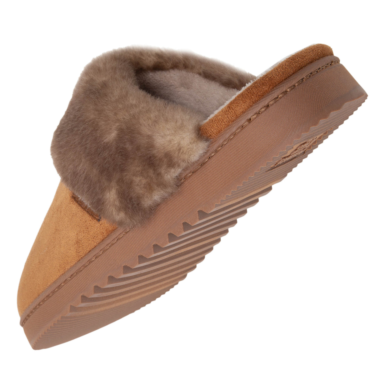 Zapatillas de casa Chinelas Mujer Camel Imitación piel