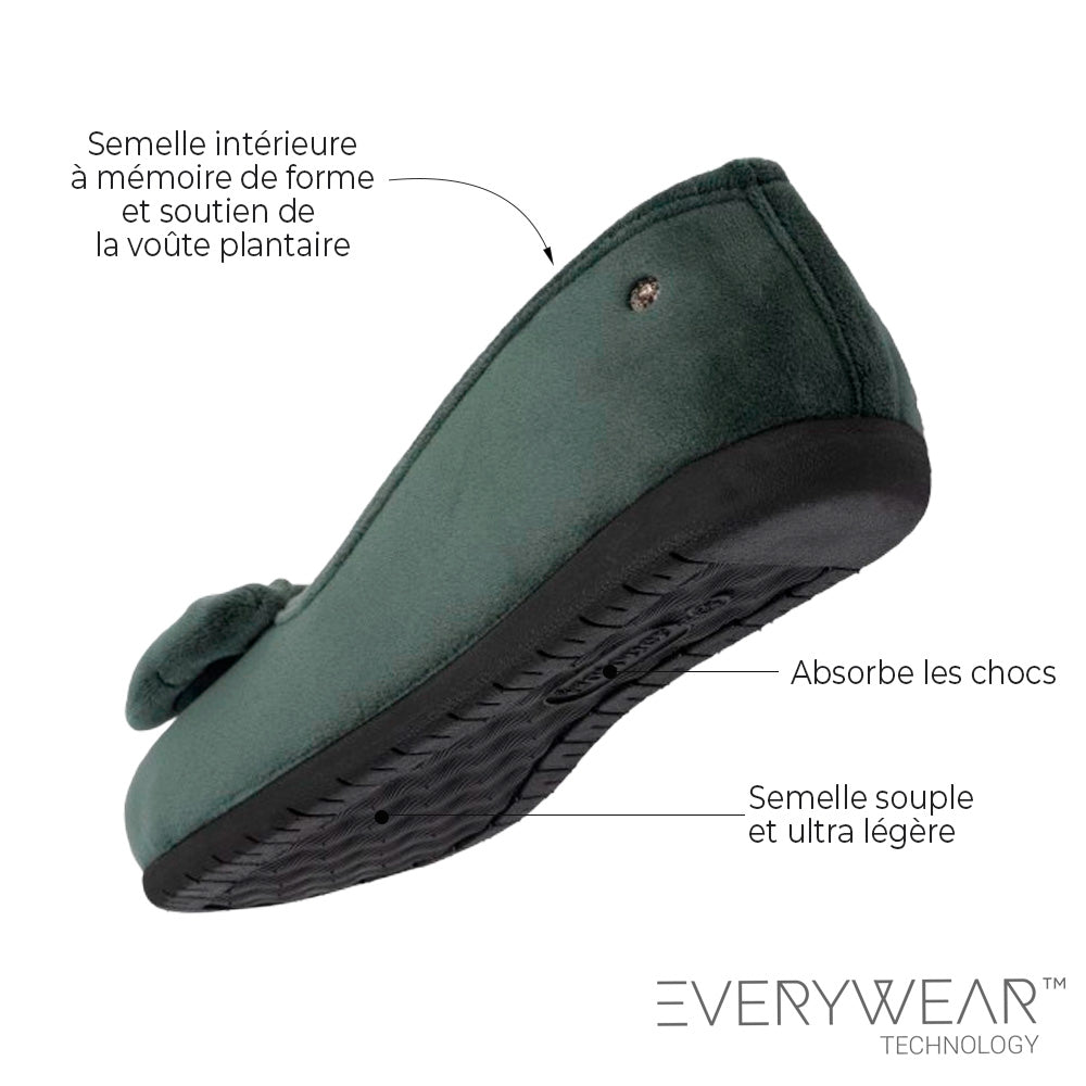 Zapatillas de casa bailarinas suela confort Mujer Salvia