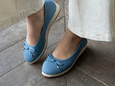 ballerines femme en jean bleu compensées
