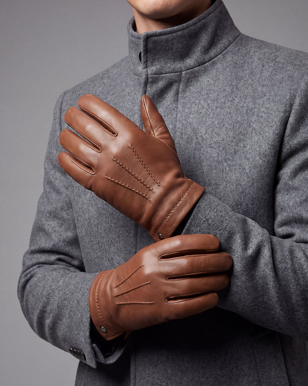 Guantes Hombre cuero de cordero y seda Caramelo - Isotoner