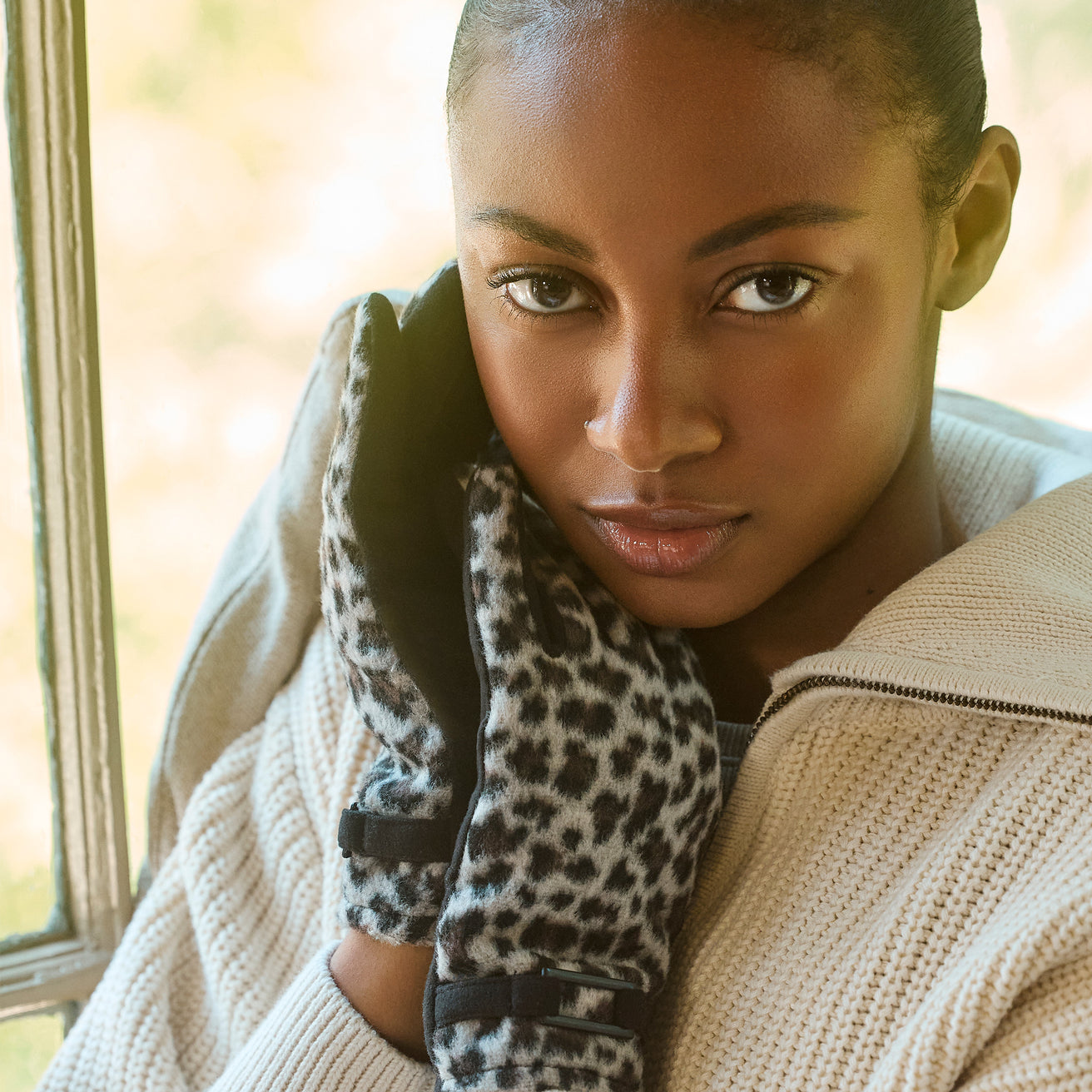 Guantes Mujer con estampado de leopardo táctiles 