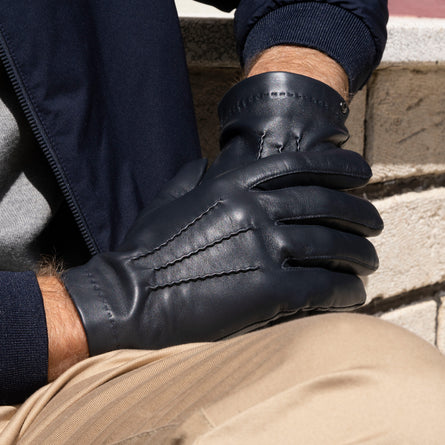 Guantes Hombre cuero de cordero y seda Negro - Isotoner