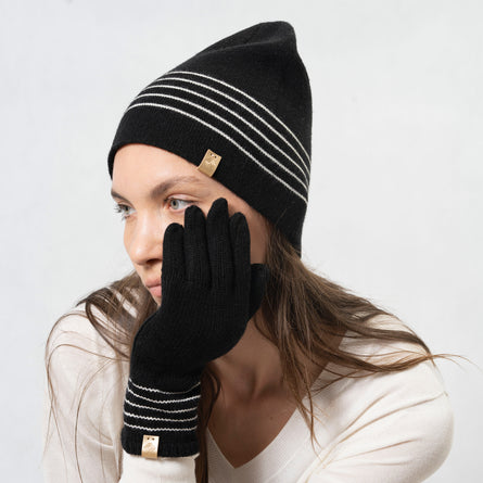 Guantes largos a rayas Soft Touch Negro - Isotoner