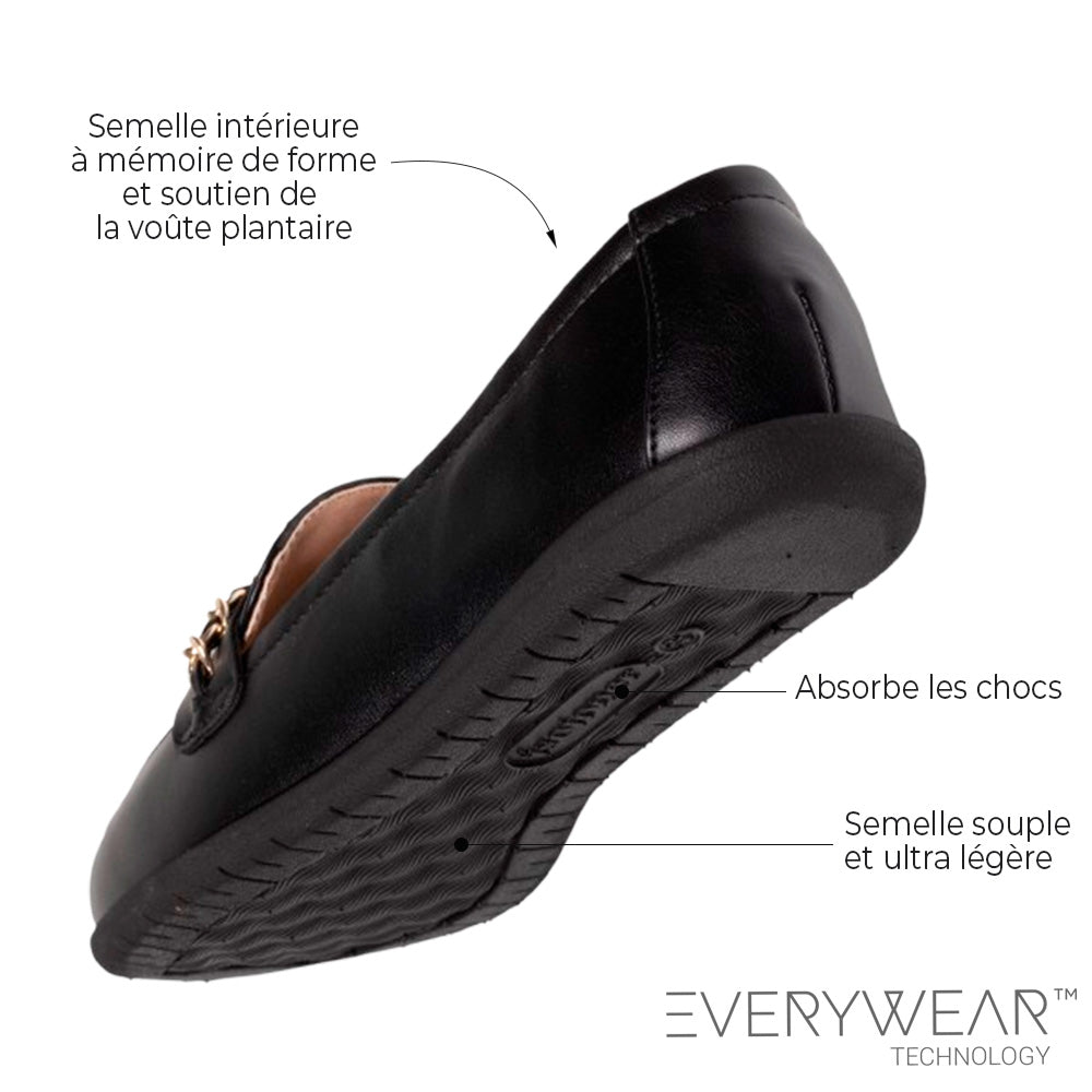 Mocasines Negro Mujer cadena dorada