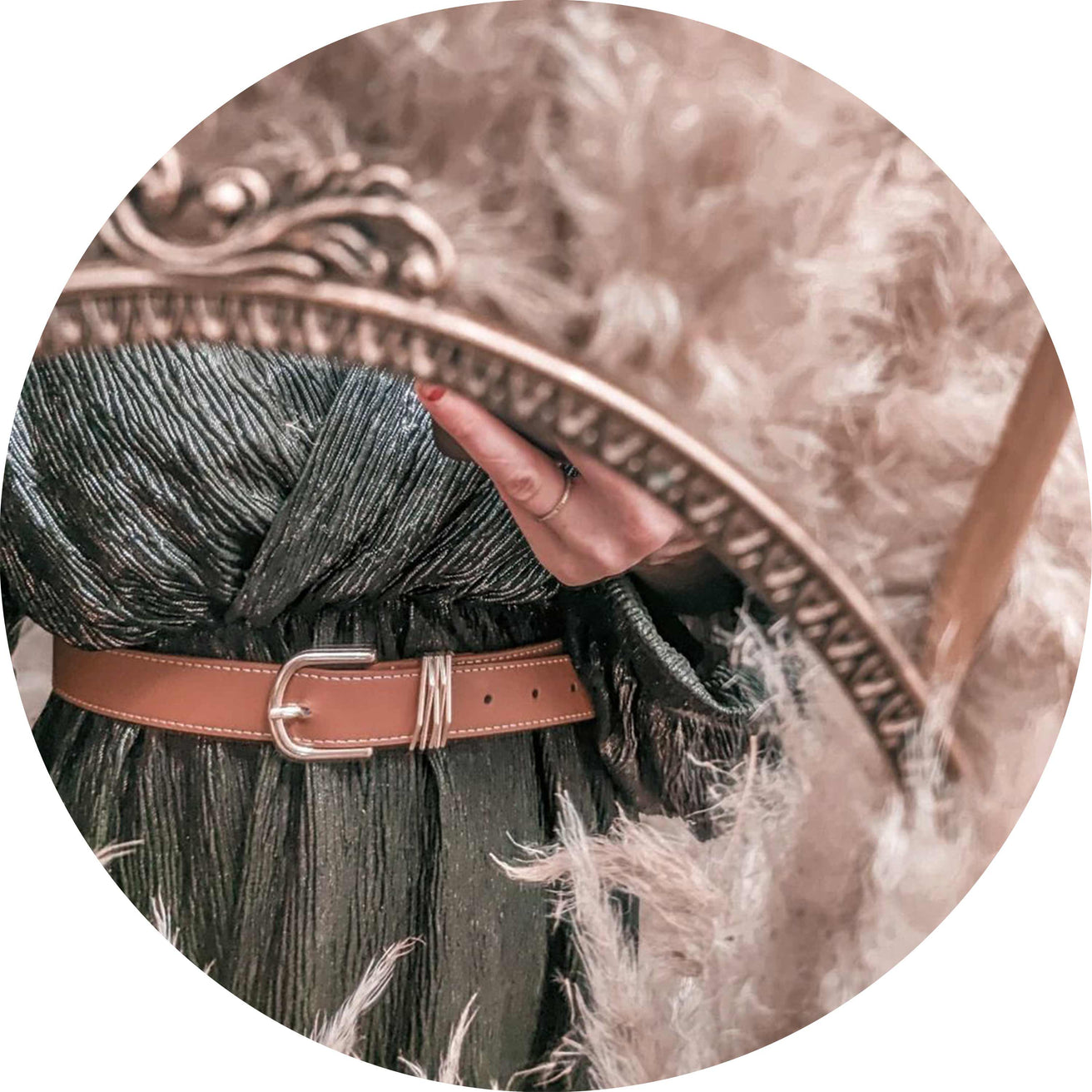 Cinturón Mujer liso joyas Camel