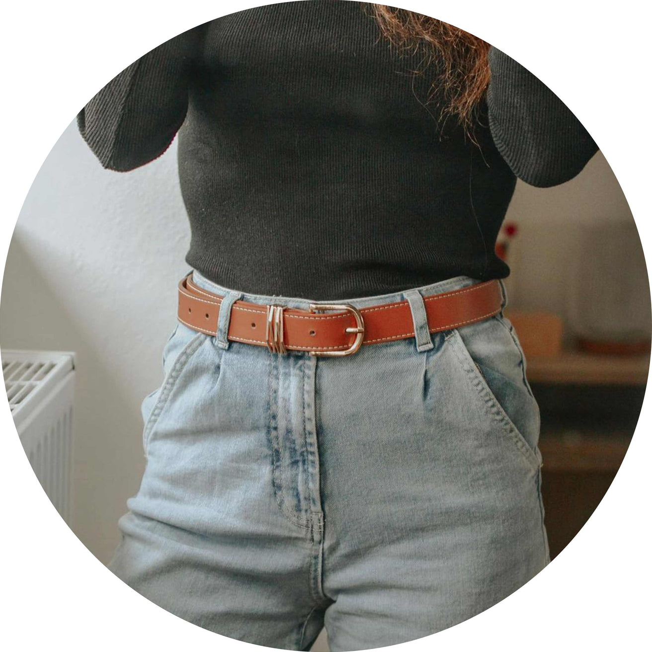 Cinturón Mujer liso joyas Negro