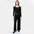 Camiseta de cuello cuadrado Mujer Negro