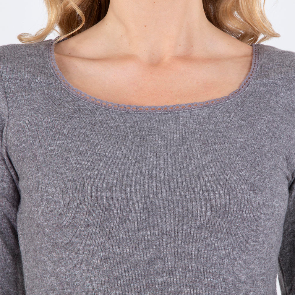 Camiseta de cuello cuadrado Mujer Gris jaspeado - Isotoner